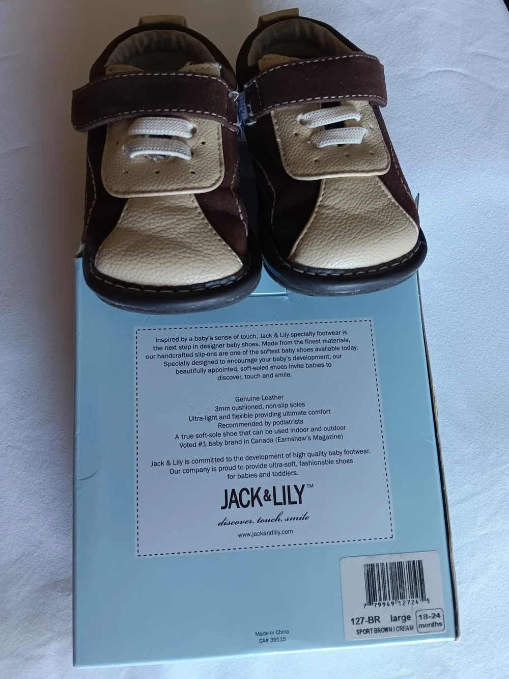Jack & Lily Brown and Cream Baby Walker Shoes 18-24 Months